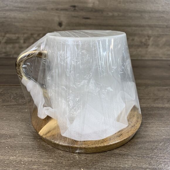 12 Oz Ceramic Tea Cup Coffee Cup Set with Wooden Saucer European Golden Hand Cup - Picture 9 of 10